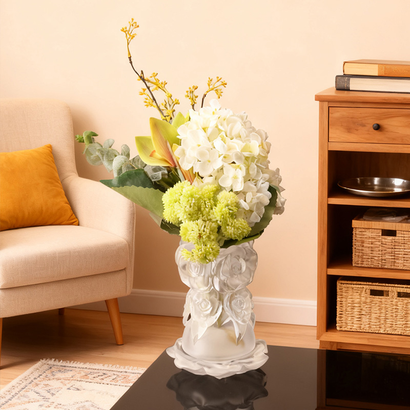 گلدان شیشه ای کریستالی دکور خانه شیشه ای با فرآیند ریخته گری موم گمشده 