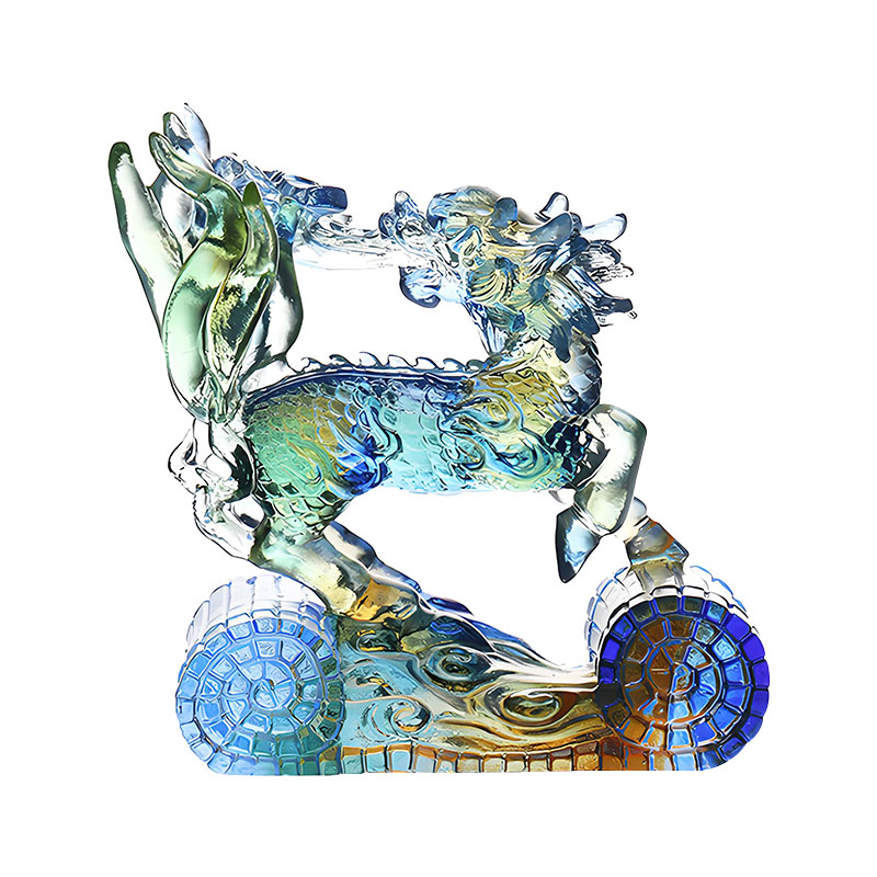 زیورآلات کریستالی شیشه ای رنگی سبز کهربایی Wisdom Kirin