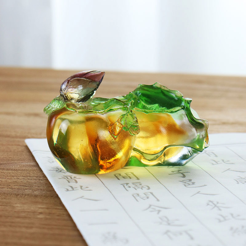 تزئینات مجسمه شیشه ای رنگی کریستالی به شکل خرمالو