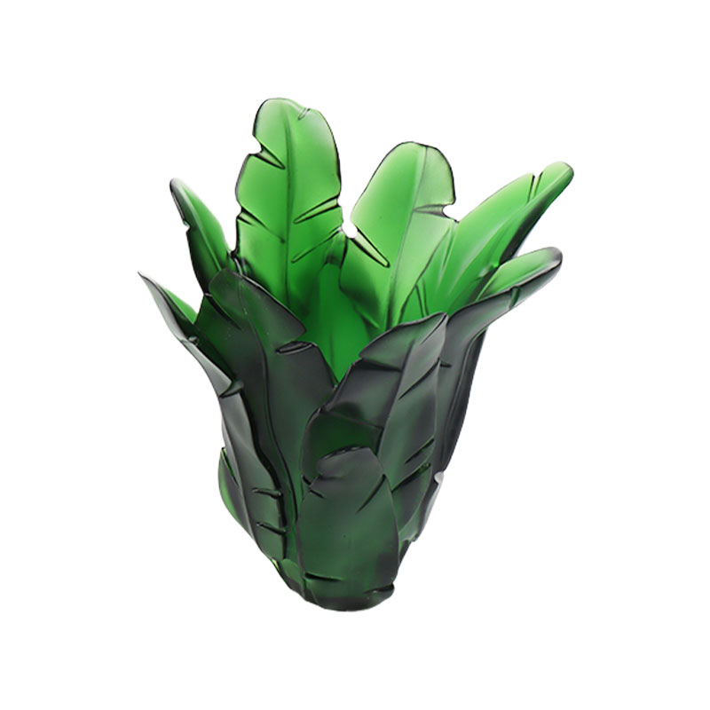 دکوراسیون منزل گلدان شیشه ای برگ موز سبز