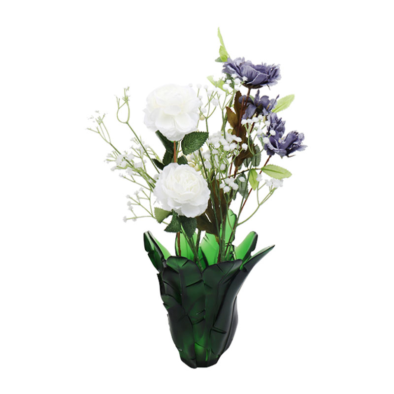 دکوراسیون منزل گلدان شیشه ای برگ موز سبز