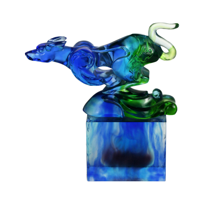 زیور مهر شیشه ای کلاسیک آبی-سبز