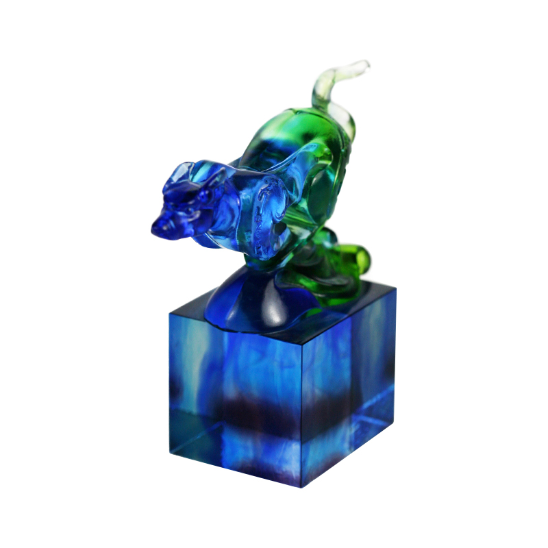 زیور مهر شیشه ای کلاسیک آبی-سبز