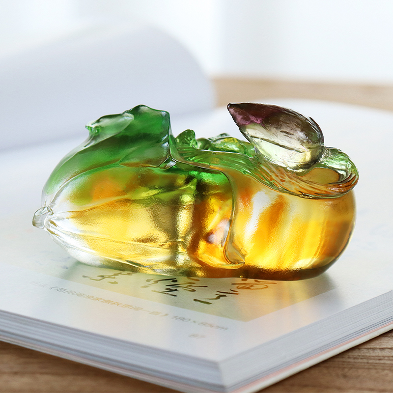 تزئینات مجسمه شیشه ای رنگی کریستالی به شکل خرمالو