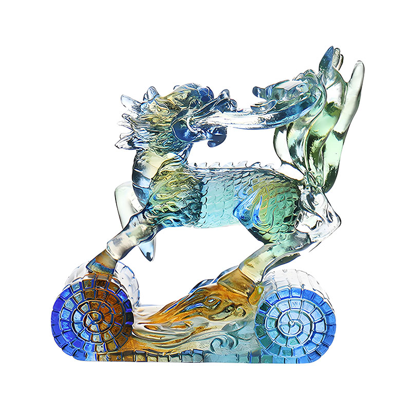 زیورآلات کریستالی شیشه ای رنگی سبز کهربایی Wisdom Kirin