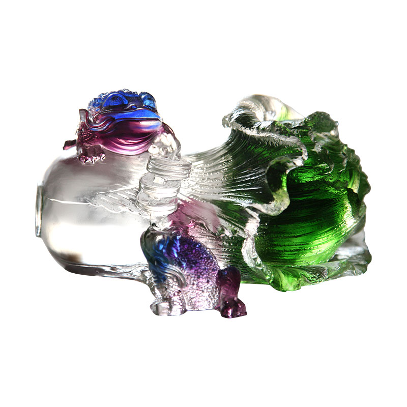 زیور آلات مجسمه وزغ طلایی شیشه کریستال