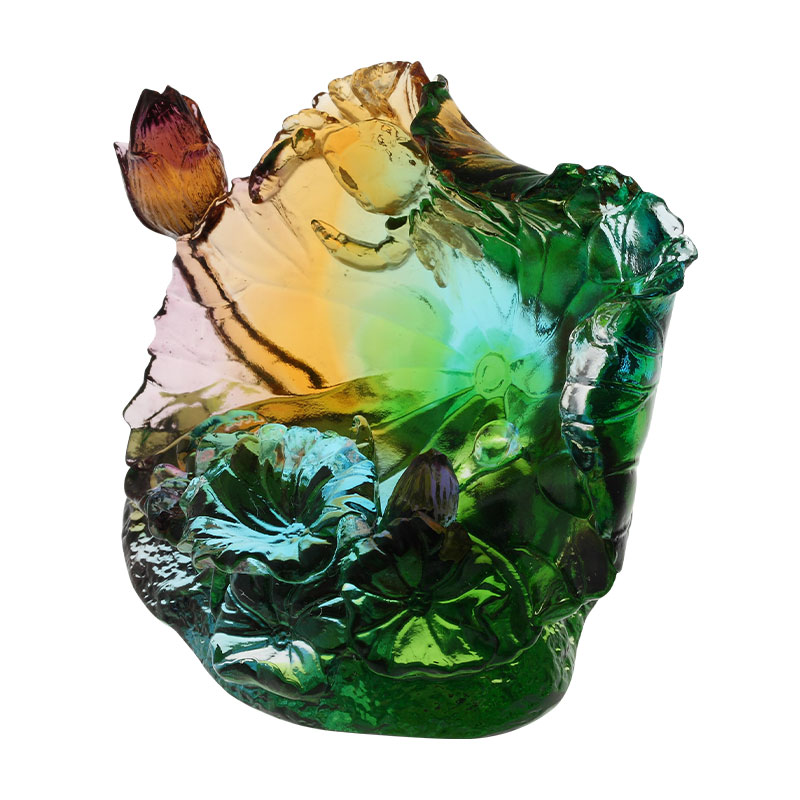 تزیینات مجسمه شیشه ای برگ نیلوفر آبی