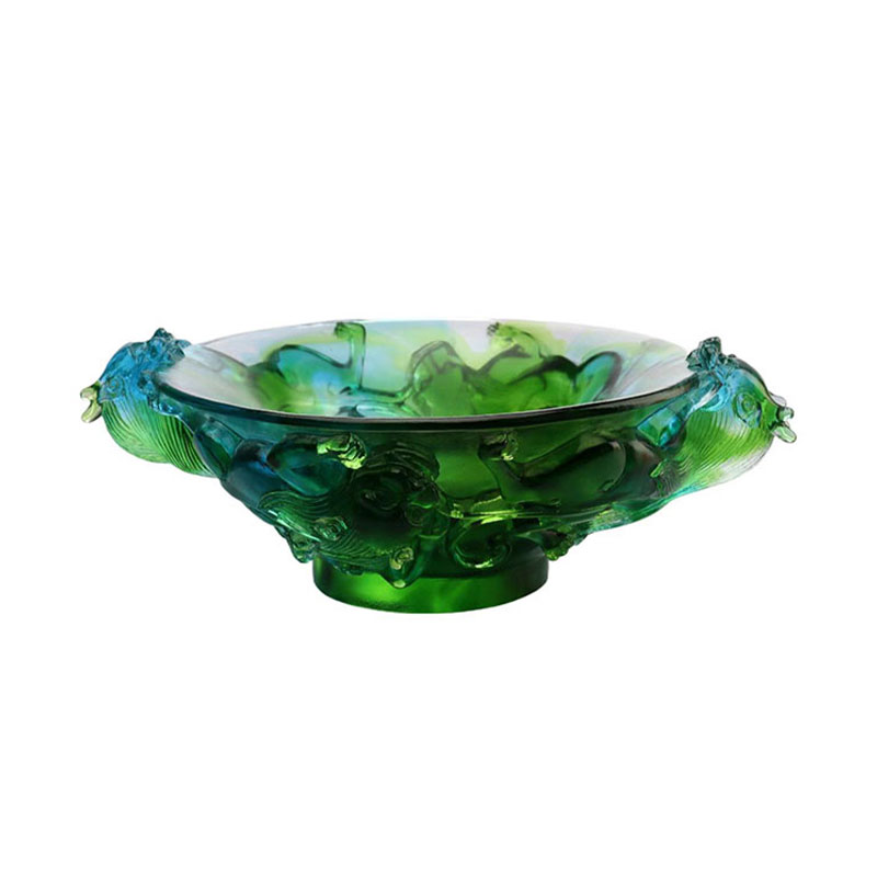 بشقاب میوه شیشه ای سبز شفاف