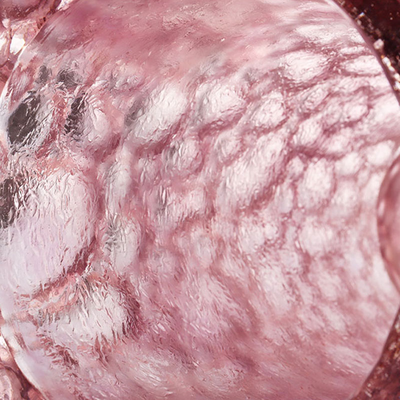 گلدان شیشه ای صورتی بنفش بافت ریگی