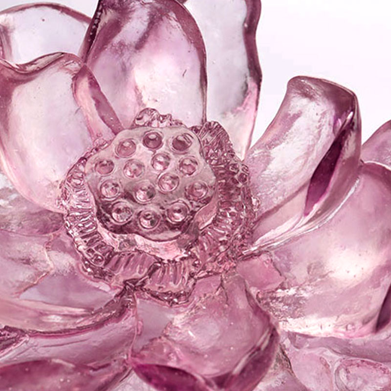 گلدان شیشه ای صورتی بنفش بافت ریگی