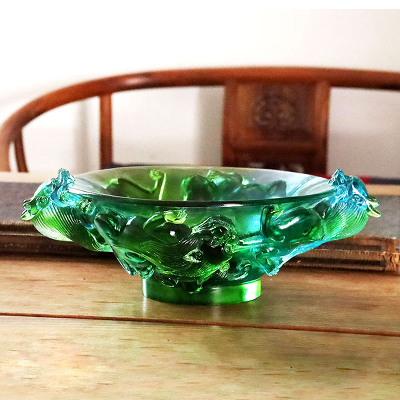 بشقاب میوه شیشه ای سبز شفاف