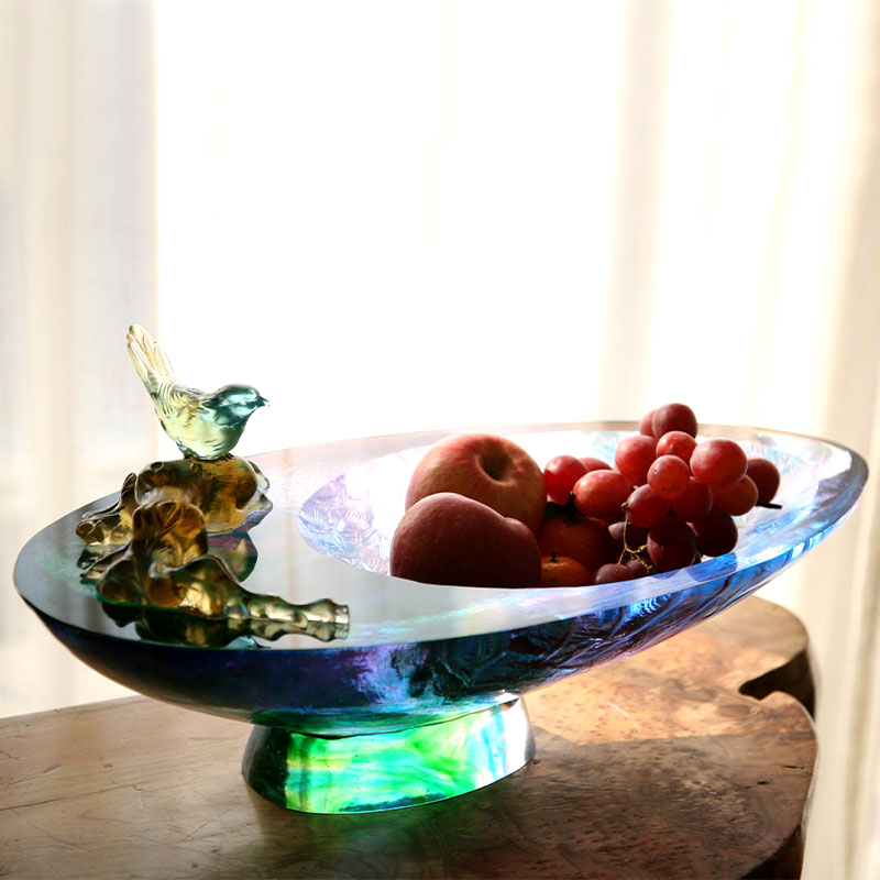 میوه خوری کریستال گلاس با تزیین پرنده