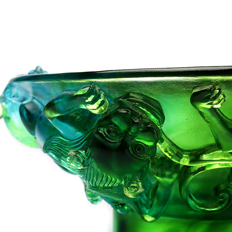 بشقاب میوه شیشه ای سبز شفاف