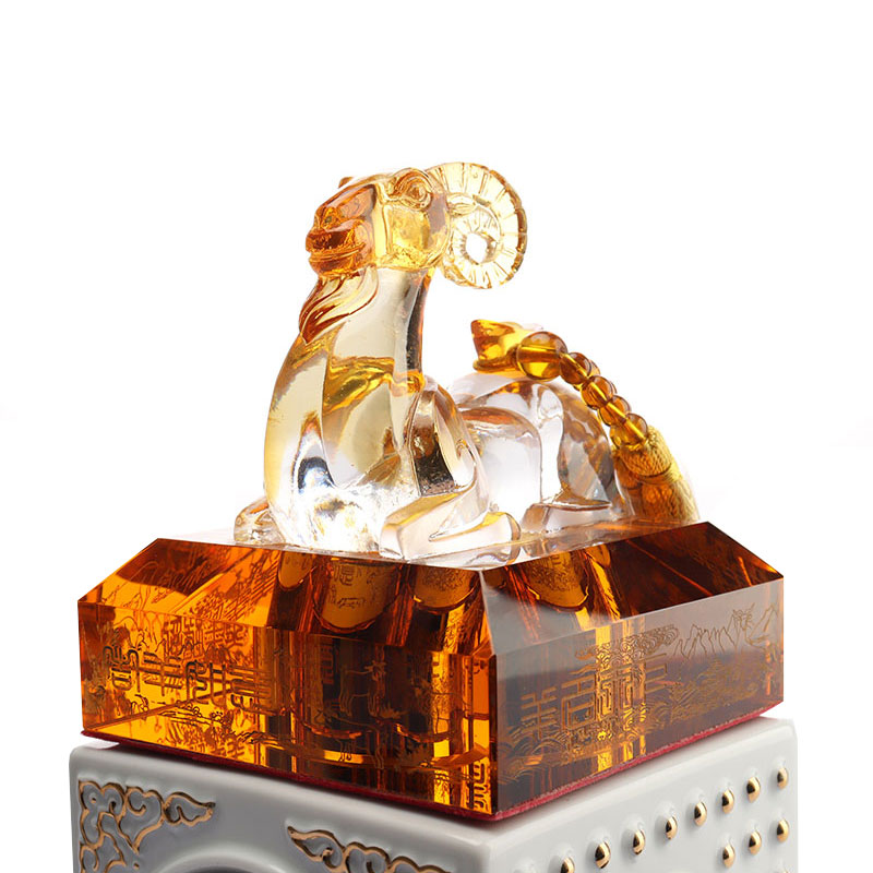 ست بطری شراب درپوش شیشه ای کریستالی به شکل حیوانات زودیاک چینی