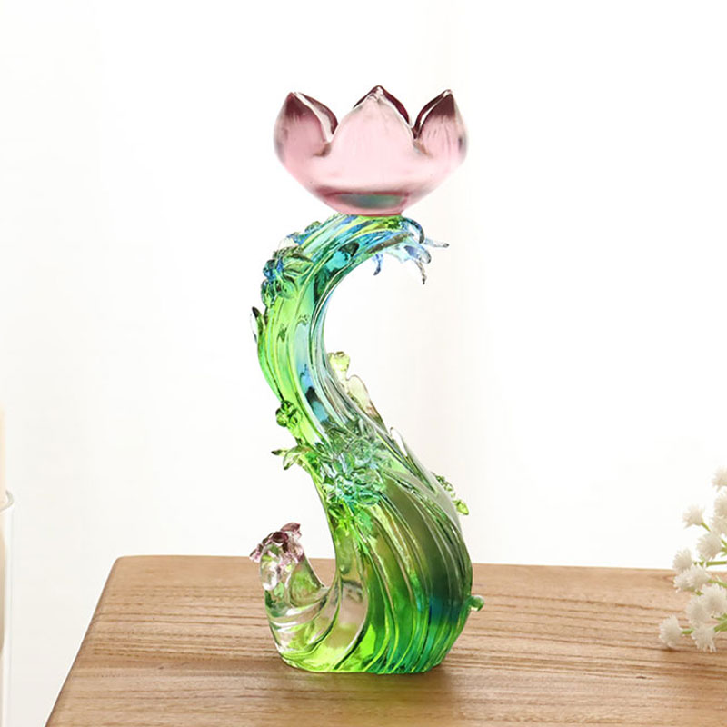 شمعدان لوتوس شکل کریستال گلاس