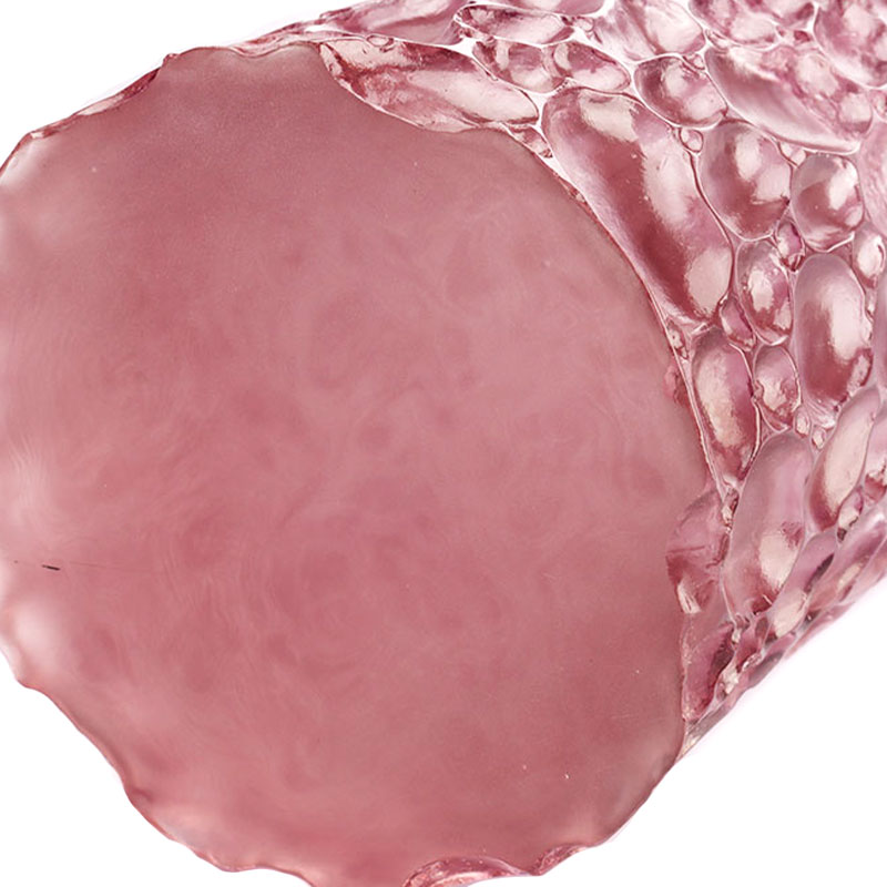 گلدان شیشه ای صورتی بنفش بافت ریگی