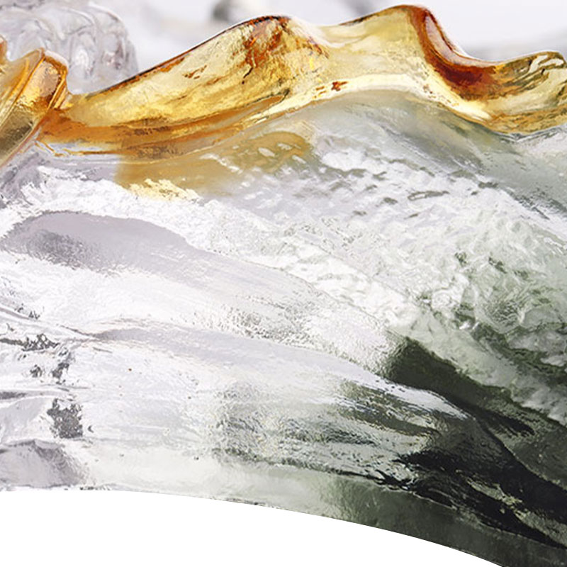 سینی میوه بیضی شکل شیشه ای تزئینی هنری