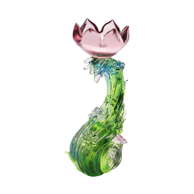 شمعدان لوتوس شکل کریستال گلاس