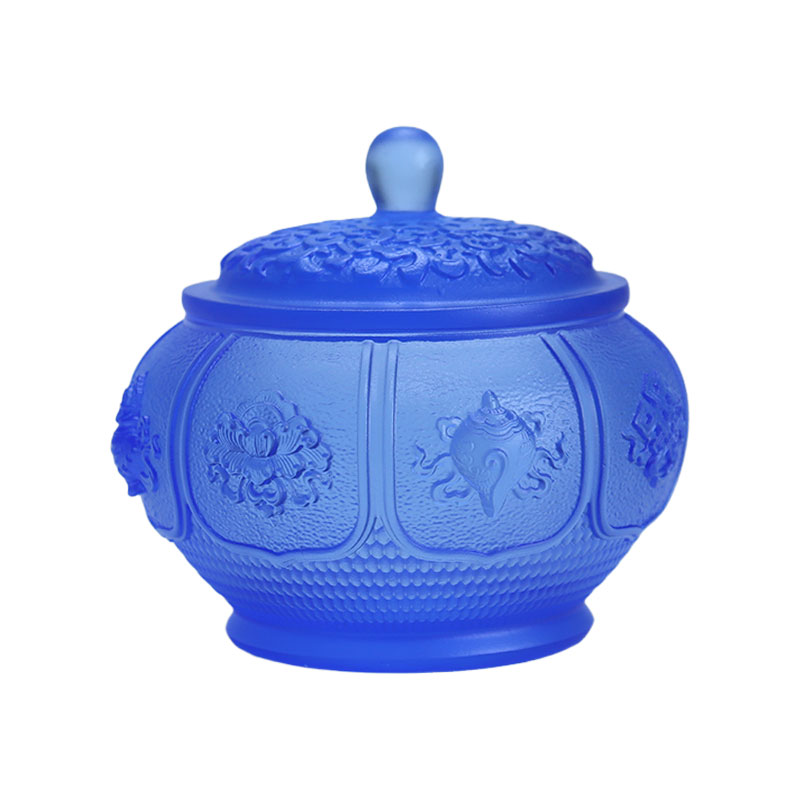 مجموعه پیشنهادات شیشه ای کریستالی بودایی سری هشت گنج نیلوفر آبی