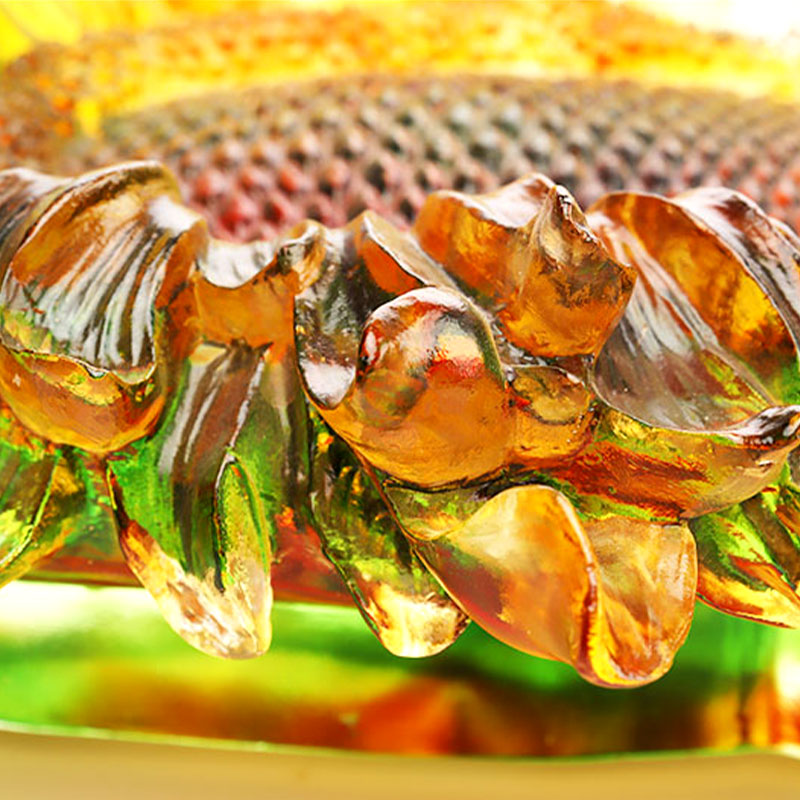 سینی میوه شیشه ای گلاسه رنگی به شکل آفتابگردان