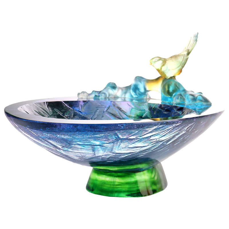 میوه خوری کریستال گلاس با تزیین پرنده