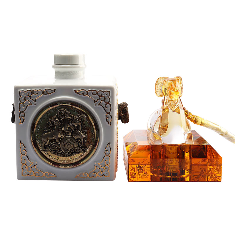 ست بطری شراب درپوش شیشه ای کریستالی به شکل حیوانات زودیاک چینی