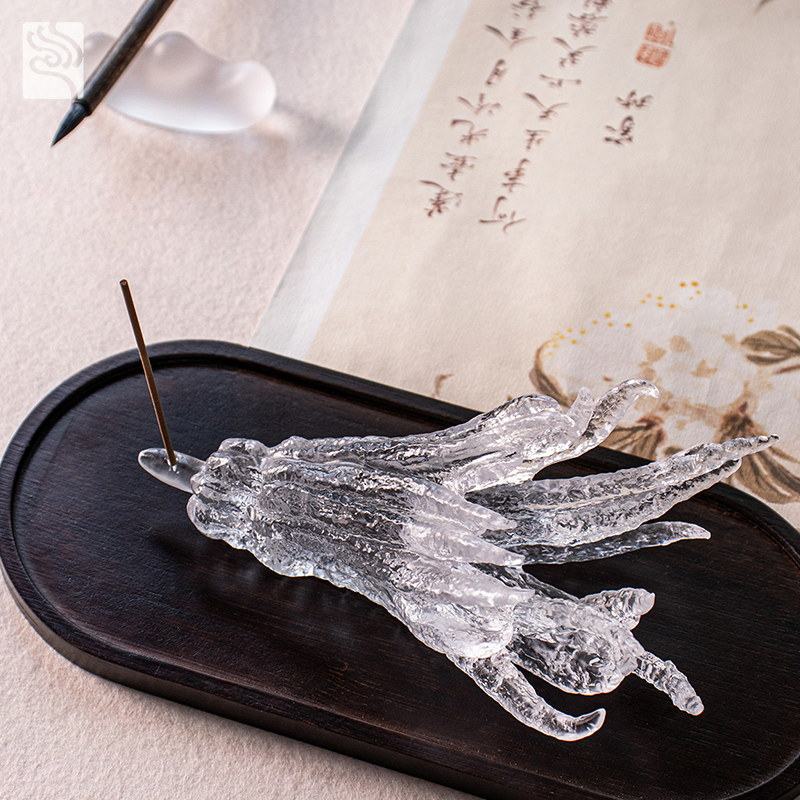 جا بخور شیشه ای طلایی رنگ دستی