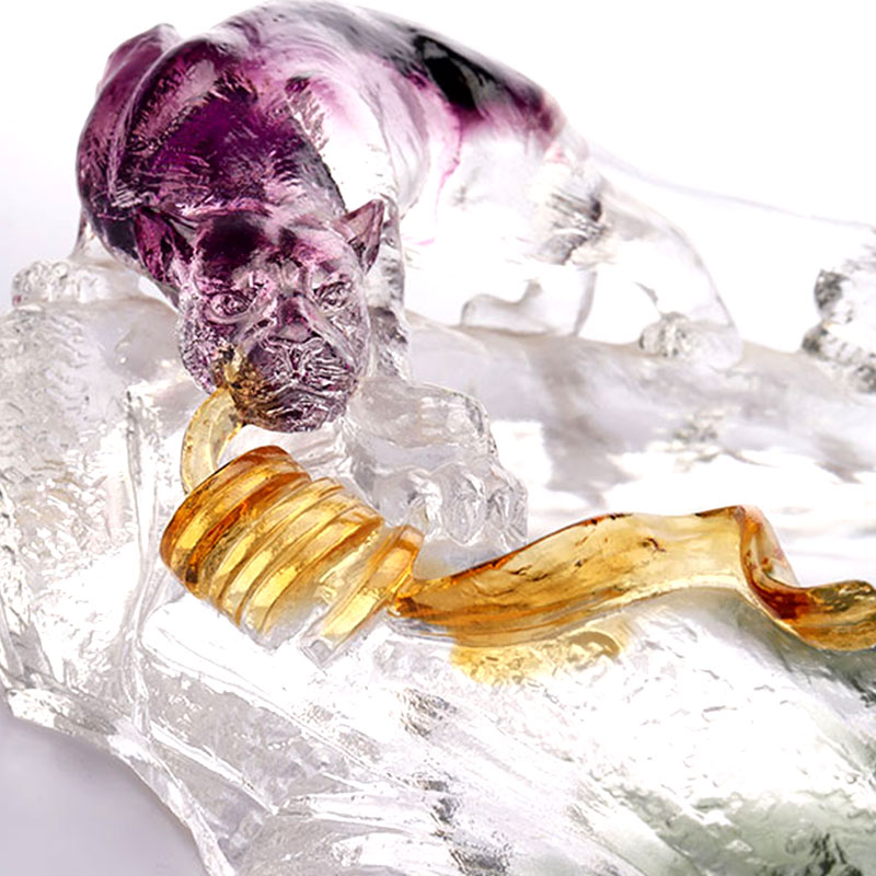 سینی میوه بیضی شکل شیشه ای تزئینی هنری