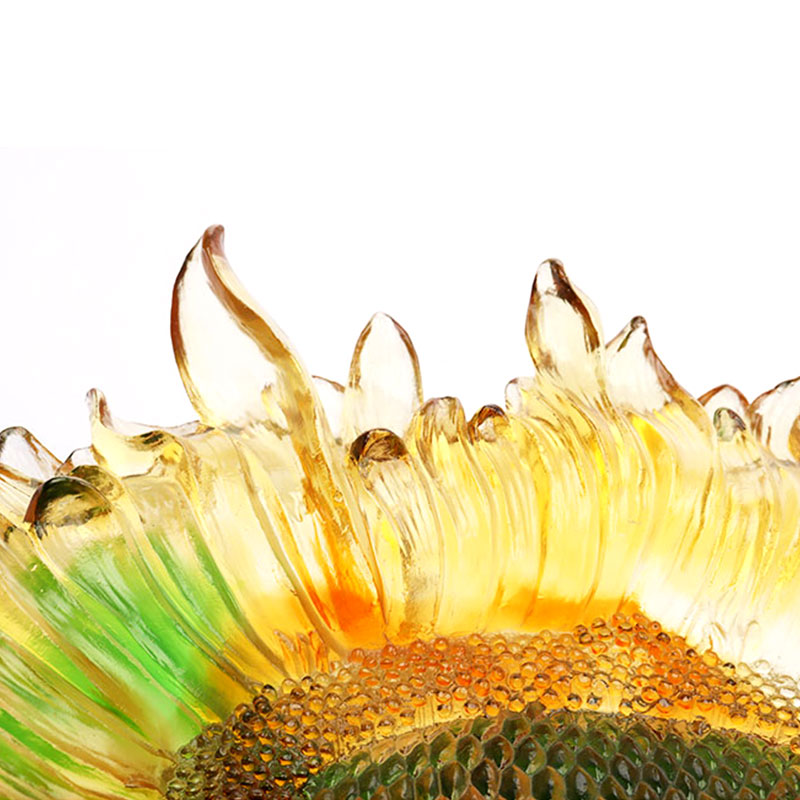 سینی میوه شیشه ای گلاسه رنگی به شکل آفتابگردان