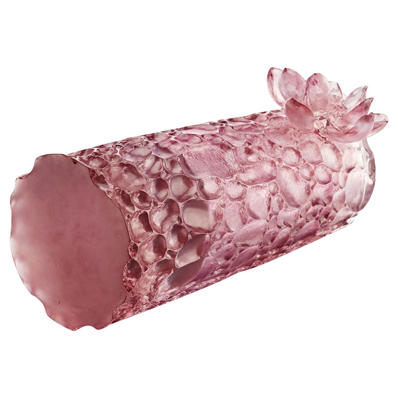 گلدان شیشه ای صورتی بنفش بافت ریگی