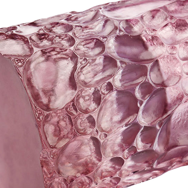 گلدان شیشه ای صورتی بنفش بافت ریگی