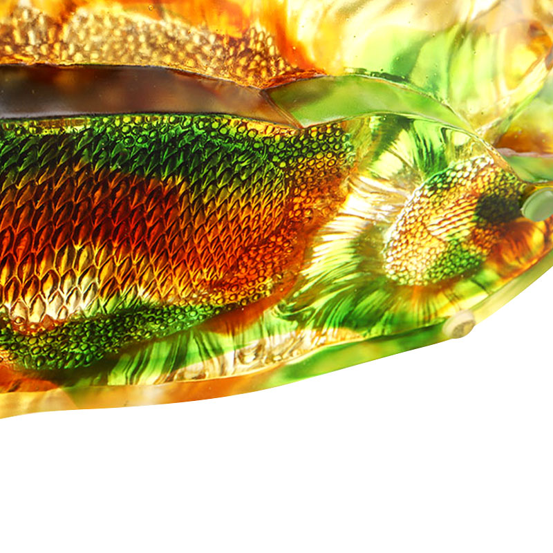 سینی میوه شیشه ای گلاسه رنگی به شکل آفتابگردان