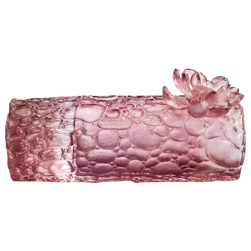 گلدان شیشه ای صورتی بنفش بافت ریگی