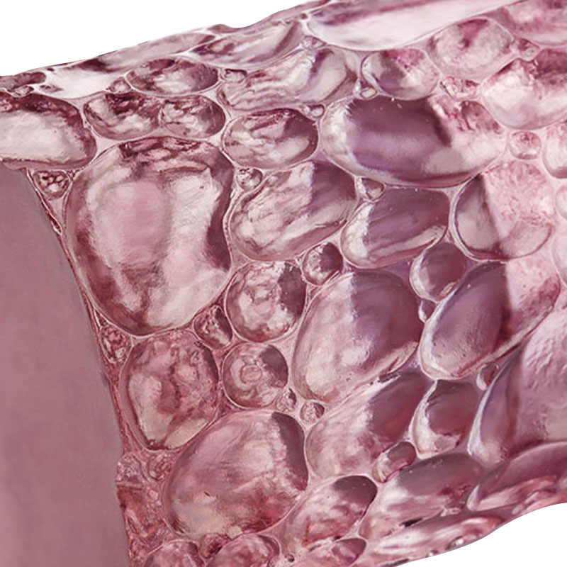 گلدان شیشه ای صورتی بنفش بافت ریگی