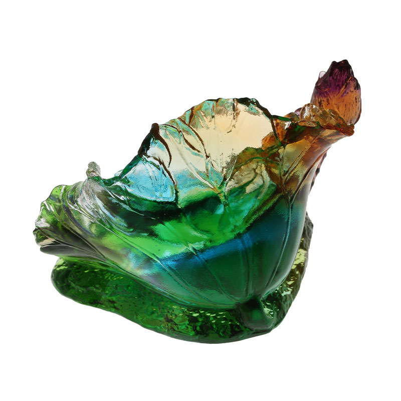 تزیینات مجسمه شیشه ای برگ نیلوفر آبی