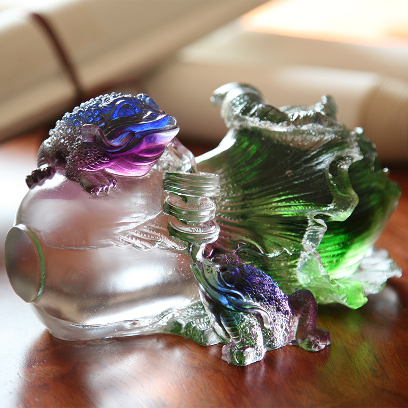 زیور آلات مجسمه وزغ طلایی شیشه کریستال