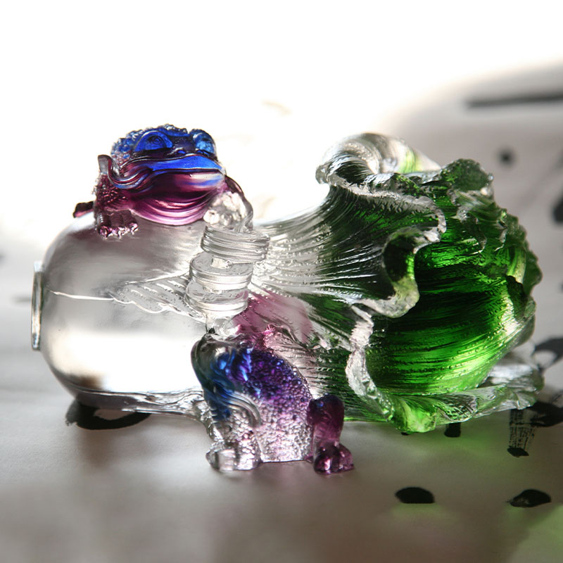 زیور آلات مجسمه وزغ طلایی شیشه کریستال