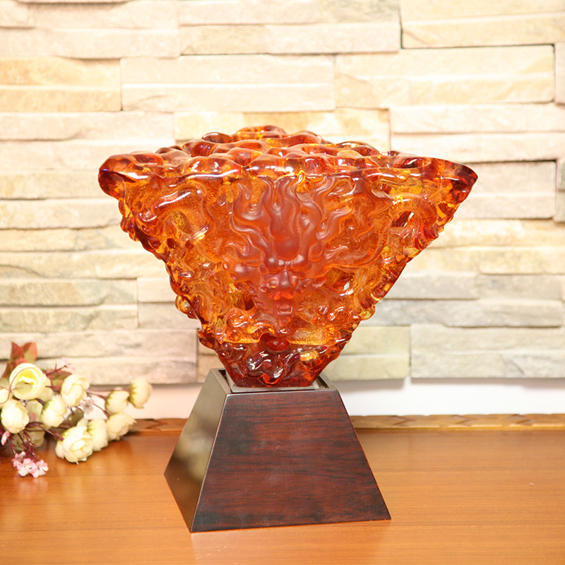 تزیینات رومیزی چراغ تزئینی شیشه ای نارنجی