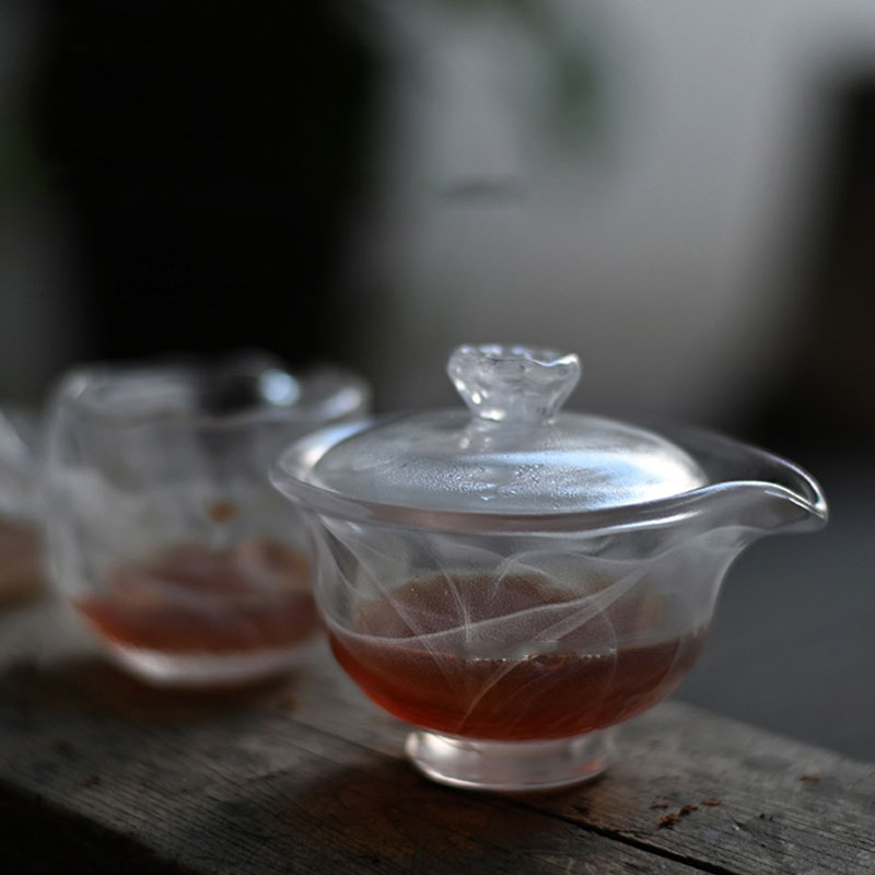 ست چای شیشه ای شفاف با قوری، فنجان چای