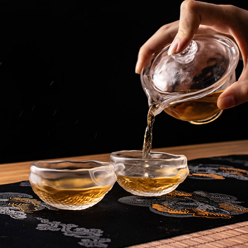 ست چای شیشه ای شفاف با قوری، فنجان چای