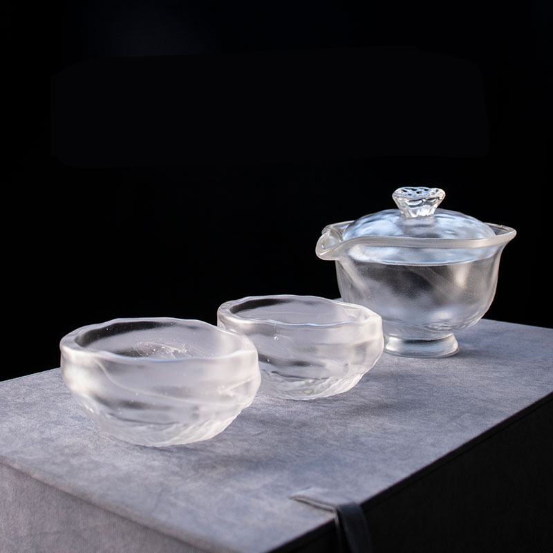 ست چای شیشه ای شفاف با قوری، فنجان چای