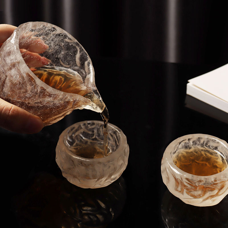 ست لیوان های چای شیشه ای شفاف الگوی حباب دار برای استفاده در جلسات اداری در منزل