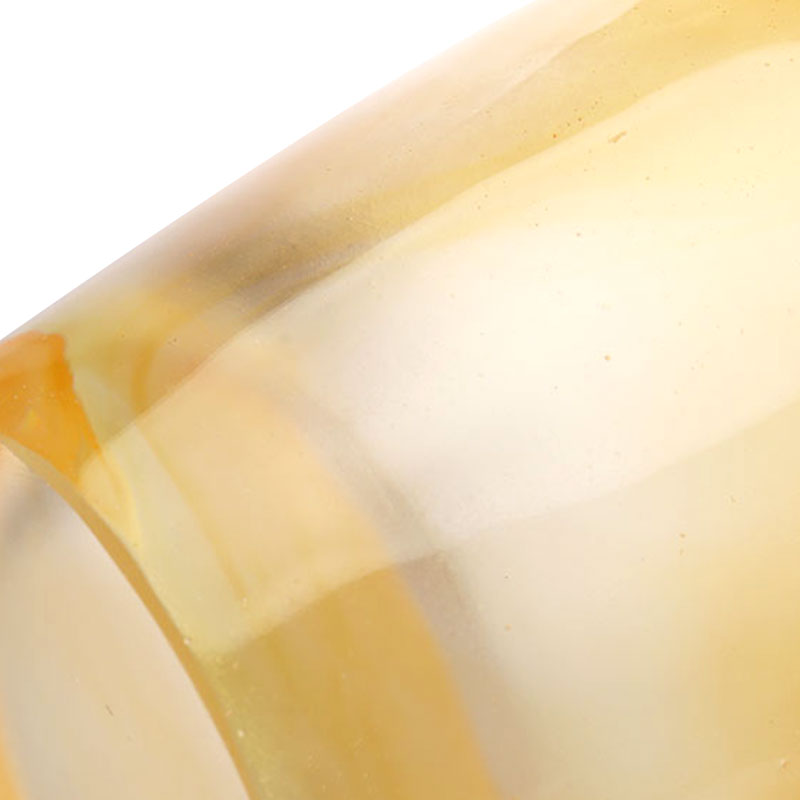 گلدان شیشه ای کهربایی منبت کاری شده با خوشه های گندمی