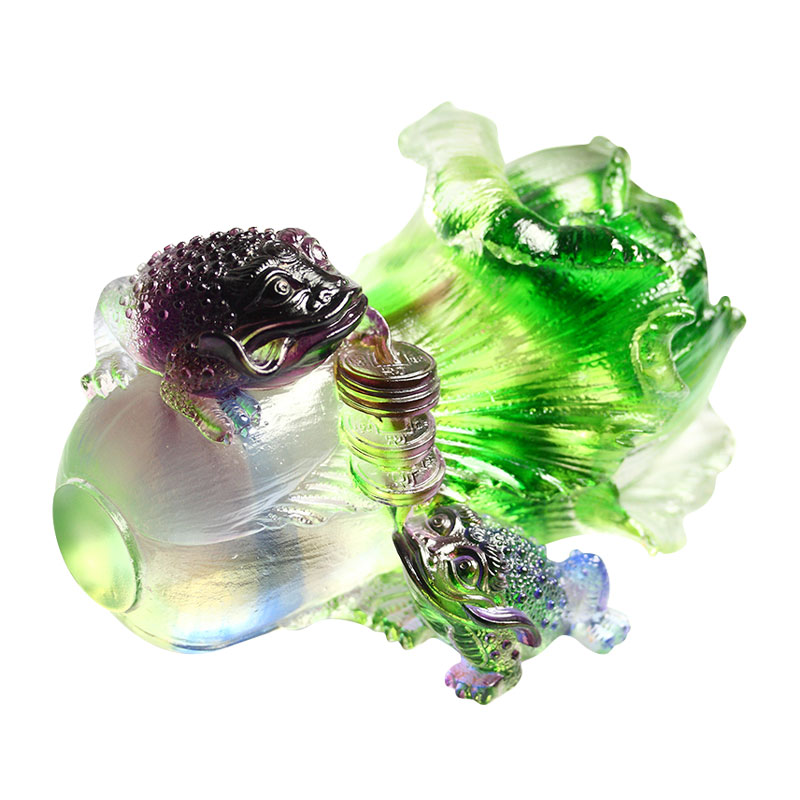 زیور آلات مجسمه وزغ طلایی شیشه کریستال