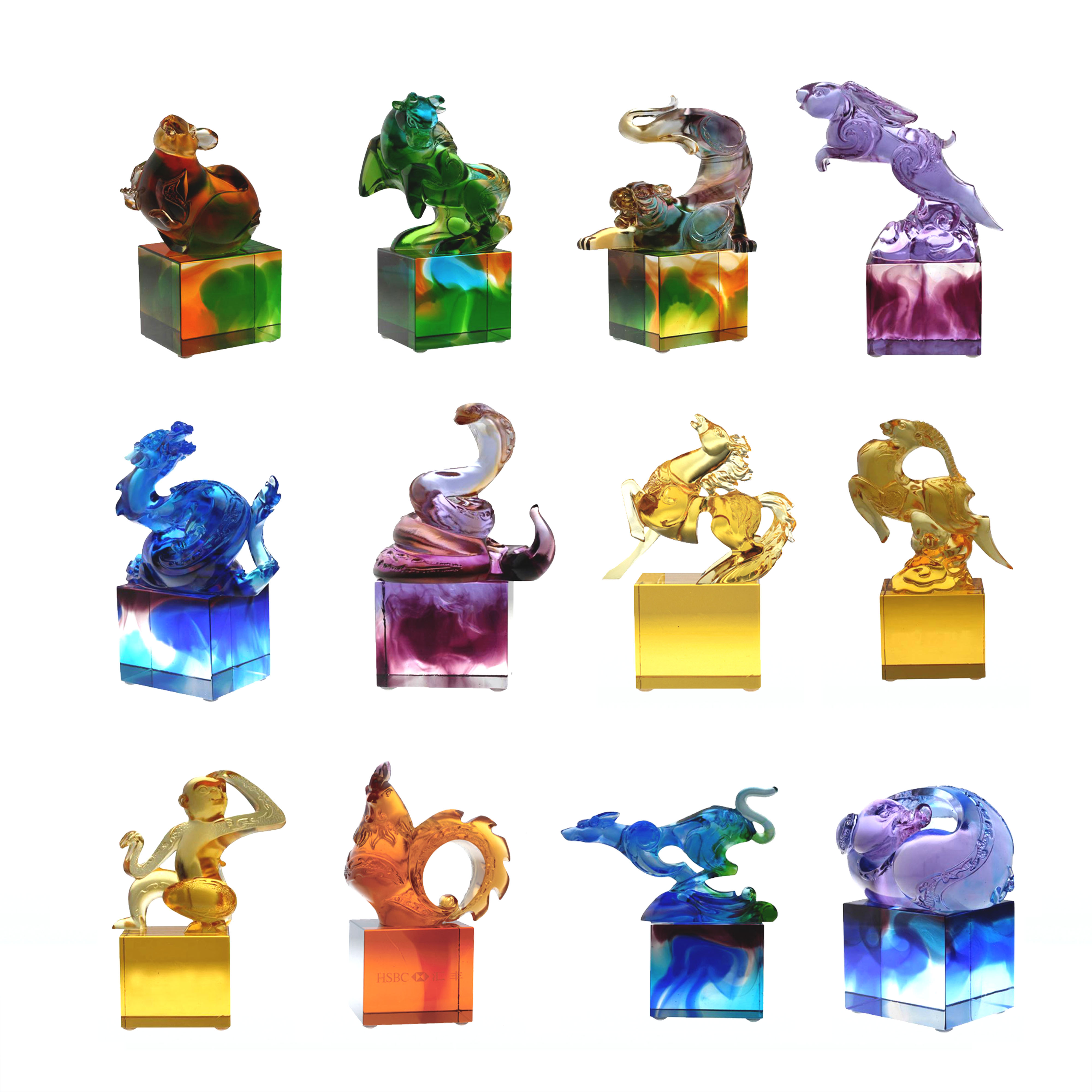 زیور مهر شیشه ای کلاسیک آبی-سبز